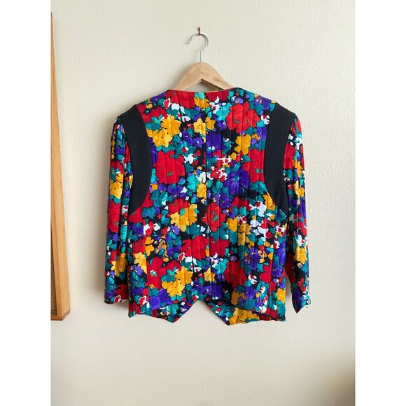 VTG Executive by Brenner size 9/10 Floral Quilt Vest Top 3/4 Sleeves 90s Retro - Picture 2 of 5